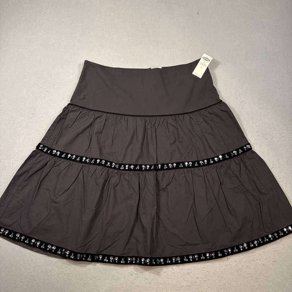 Old Navy Low Waist Womens Skirt Embroidered Size 12 36Waist Black